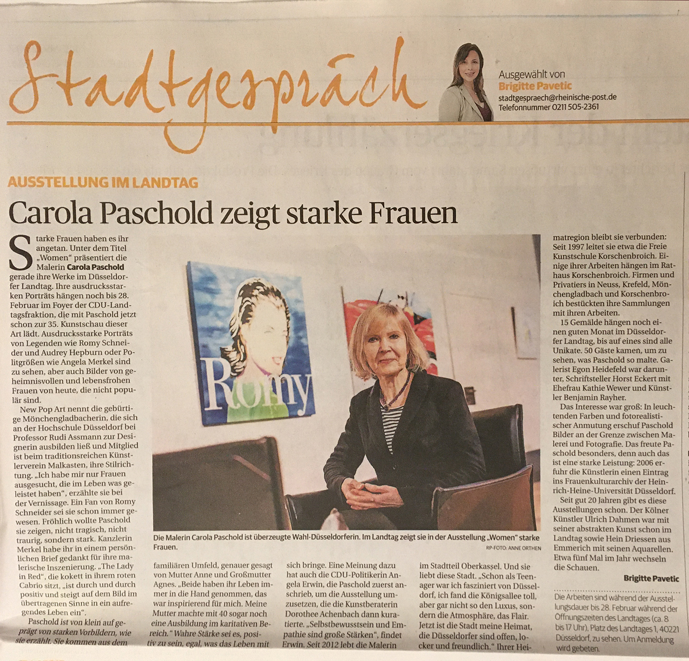 News 2020 – Carola Paschold zeigt starke Frauen – RP Düsseldorf Stadtgespräch